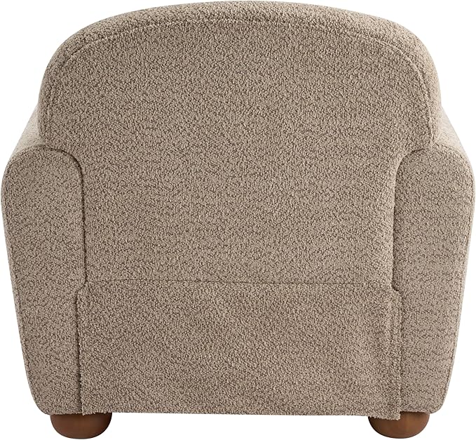Christopher Knight Home Peysz Modern Accent Chair Boucle Upholstered Armchair with Rounded Wooden Legs Comfortable Single Sofa Soft Cushion Seating Lounge Chair Indoor Light Brown