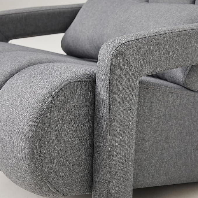 Christopher Knight Home Smyth Modern Armchair Upholstered Accent ChairMinimalist Lounge Chair Cozy Seating ChairBedroom Chairwith Linen Fabric and a Pillow Gray