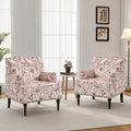 Accent Chair Mid Century Modern Comfy Armchair for Living Room Linen Fabric Single Sofa Lounge for Reading Bedroom Apartment Waiting Room with Wood Legs (Rococo Orange Set of 2)
