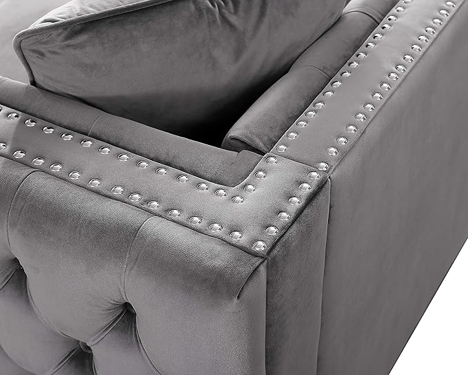 Lilola Home Lorreto Gray Velvet Loveseat
