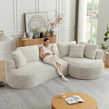 121 Oversized Curved Couch Boneless Couches Sofa with Chaise Deep Seat L-Shape Sectional Sofa for Living Room No Assembly Required (Cream Right Facing Chaise)