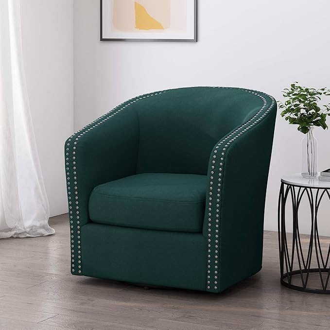 Christopher Knight Home Octavia Contemporary Fabric Swivel Chair Green Black 31.25D x 30.25W x 31.25H in