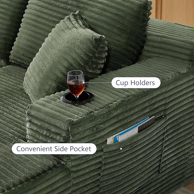 GNIXUU 133.5 Corduroy Boneless Sectional Couches for Living Room Oversized Memory Foam U Shaped Cloud Modular Sectional Sofa with Deep Seat Cup Holders &amp Storage Pocket No Assembly Required Gr
