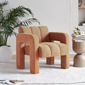 KEIKI 31 Boucle Accent Chair with High Density Foam Cushion Upholstered Modern Style Oversized Single Sofa Chair Easy Assembly for Living Room and Bedroom Apartment Office Orange