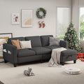 Sectional Sofa and Couches for Living Room - 78'' Dark Grey 3 Seat L-Shaped Couch with Storage Ottoman Modern Linen Convertible Sectionals Sofas for Apartment Office Small Space