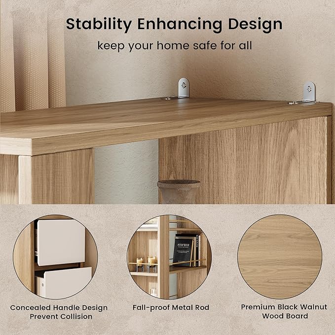Electric Standing Desk with 3-Drawer Bookcase Adjustable Height Executive Desk Home Office Workstation with A Engineered Wood 1.18 Solid Desktop 71'' Corner Bookshelf White Walnut