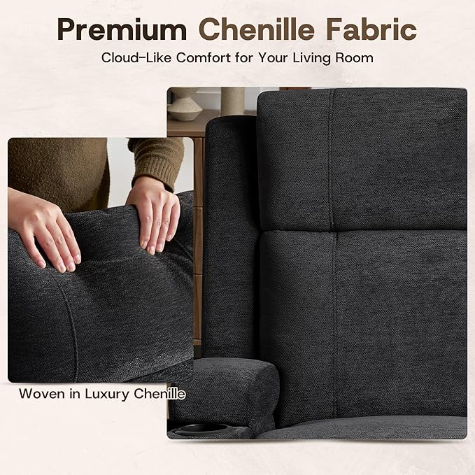 55 Loveseat Recliner Sofa with Cup Holders Manual Double Reclining Couch in Chenille Fabric Wide Seat &amp Side Pockets for Living Room Small Spaces Apartment and RV
