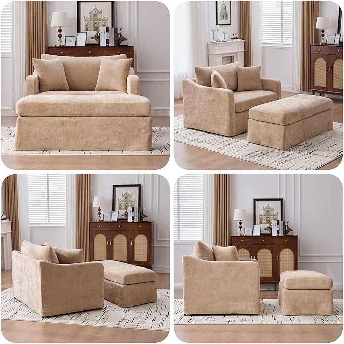43.9 Oversized Reading Chair with OttomanBig Comfy ChairChenille Accent Chair with OttomanBrown Oversized Aaccent Chairs for Living Room
