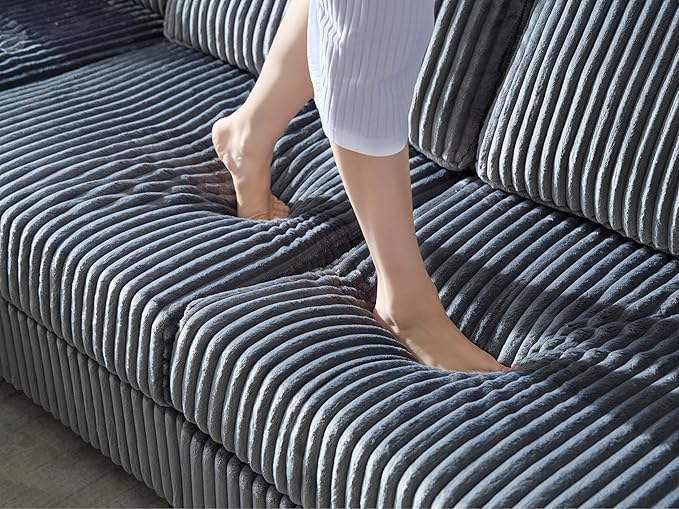 ERYE U-Shaped Modular Sectional Sofa Convertible Symmetrical Sofa Couch with Removable Chaise Lounges U Shaped Double Chaises Sectional Couches with Storage Armrests