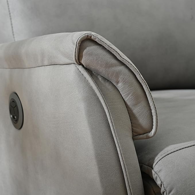 Electric Power Recliner ChairUpholstered Foam Lounge Single SofaReclining Chair with USB Charging PortsHome Theater Seating Living Room Bedroom Gray
