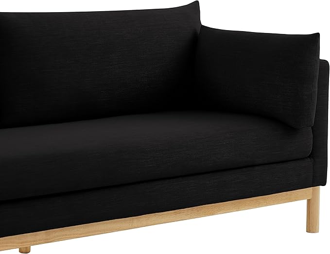 Meridian Furniture 157Black-L Langham Collection Mid-Century Modern Linen Textured Fabric Upholstered Loveseat Black Linen Textured Fabric Natural Finish Wood Base 66 W x 33.5 D x 33 H Black