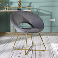 Roundhill Furniture Slatina Silky Velvet Upholstered Accent Chair with Gold Tone Finished Base Gray