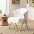 Christopher Knight Home Neris Modern Accent Chair Wooden Club Chair for Living Room Cozy Lounge Armchair with Plush Seating Curved Backrest Design Solid Wood Frame White