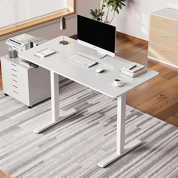 MSZ Electric Standing Desk 48x24 Inch with Memory Presets Adjustable Height Sit to Stand Computer Desk for Home Office &amp Gaming (White)