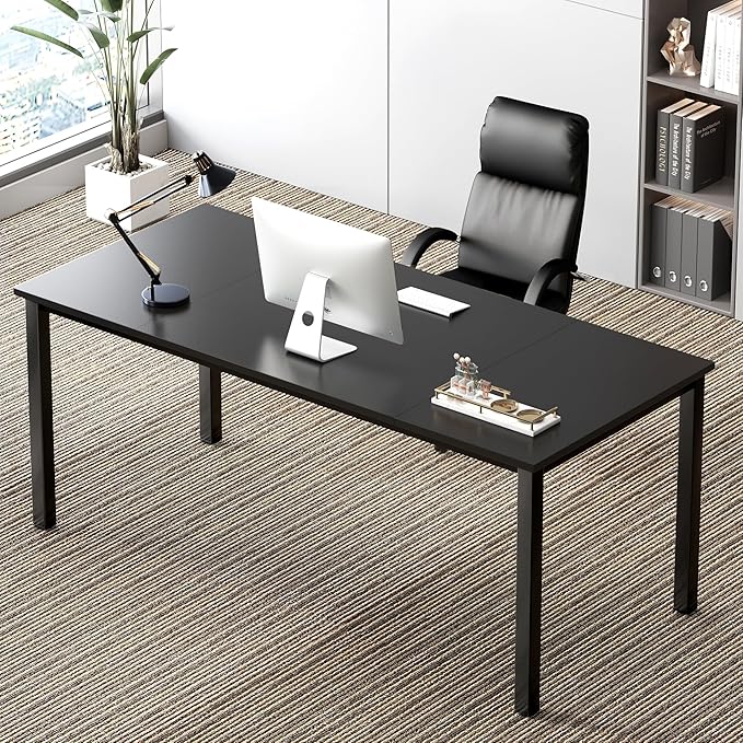 Need 70.8 Inch Executive Office Desk Large Stylish Computer Desk Simple Study Writing Desk Workstation Business Furniture for Home Office Black