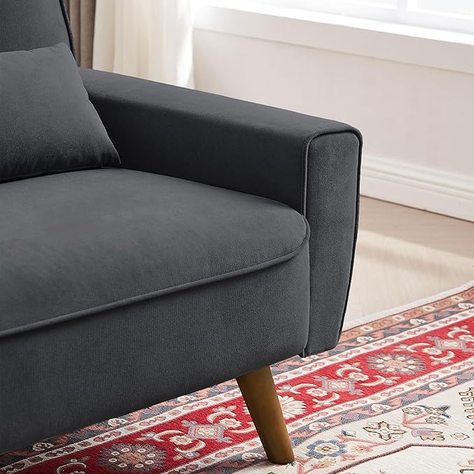 48.8 Small Loveseat Sofa Mid Century Modern Love Seat Couch with Back Cushions and Plastic Legs 2 Seater Couches for Living Room Bedroom Small Spaces Dark Grey