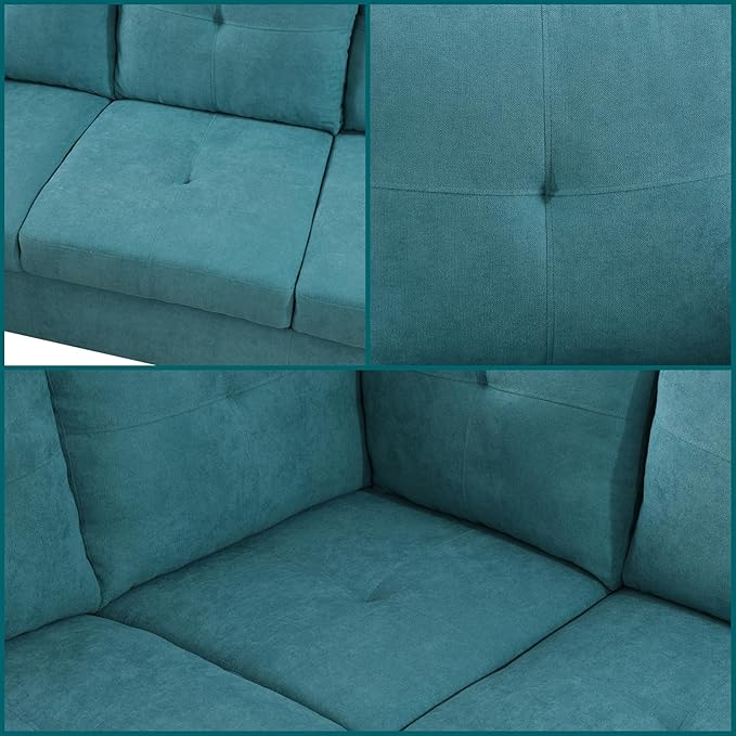 L Shaped Couch Modular Sectional Sofa with Chaise Modern Modular Sofas Furniture Sofa Couches for Living Room/Apartment/Office/Bedroom Teal Blue