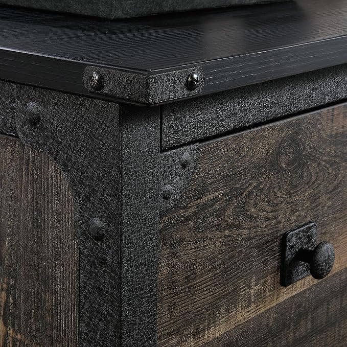 Lateral 2 Drawer Small File Cabinet with Lock - Under Desk Locking Drawers Storage Cabinet Organizer for Home Office Engineered Wood Filing CabinetsBrown