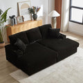 Aoowow 84 Corduroy Oversized 3-seater sofa with 2 Ottomans Modular Sectional Deep Seat Sofa with Back and Toss Pillows Modern Comfy Sofa with 2 Storage Spaces and Cup Grooves for Living Room Black