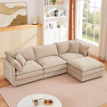 102 Modular Sectional Sofa L Shaped Cloud Couch with Movable Ottoman Comfy Chenille Deep Seat Sofa with Throw Pillows 3-Seater Cloud Couches for Living Room Apartment