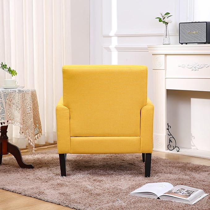 Generic Fabric Accent Chair for Living Room Bedroom Button Tufted Upholstered Comfy Reading Accent Chairs SofaYellow