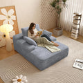 67'' Chaise Lounge Chair Indoor Oversized Boneless Sofa Bed Fluffy Corduroy Sleeper Sofa for Apartment Bedroom Living Room Comfy Cloud Boneless Couch Reading Recliner No Assembly Light Grey