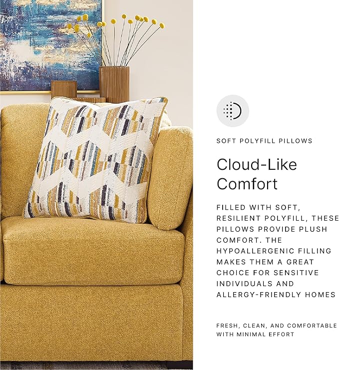 Signature Design by Ashley Keerwick Scandinavian Loveseat with 4 Toss Pillows Yellow