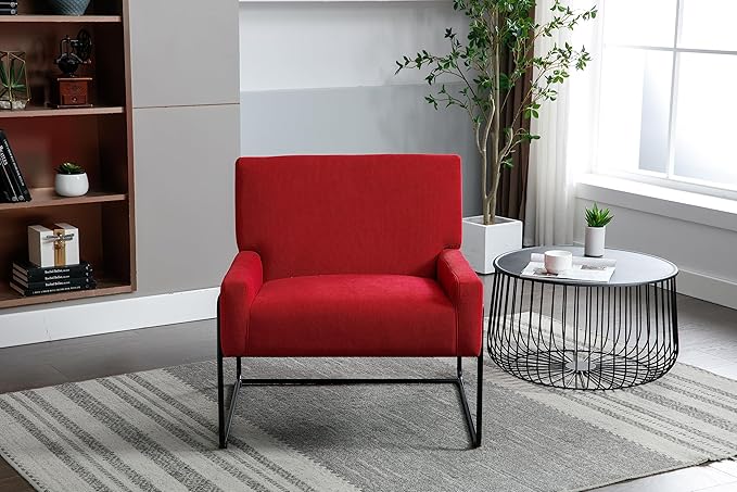 Accent Chair - Modern Industrial Slant Armchair with Metal Frame - Premium High Density Soft Single Chair for Living Room Bedroom