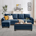 Sectional Sofa with Ottoman Bench 102 L Shaped Couch with Chaise 4 Seat Sofa Polyester Fibre for Living Room Blue