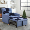Convertible Sleeper Sofa Chair 3 in 1 Multi-Function Folding Ottoman Couch Sigle Pull-Out Bed with Adjustable Backrest and Pillow for Living Room Apartment Office Blue