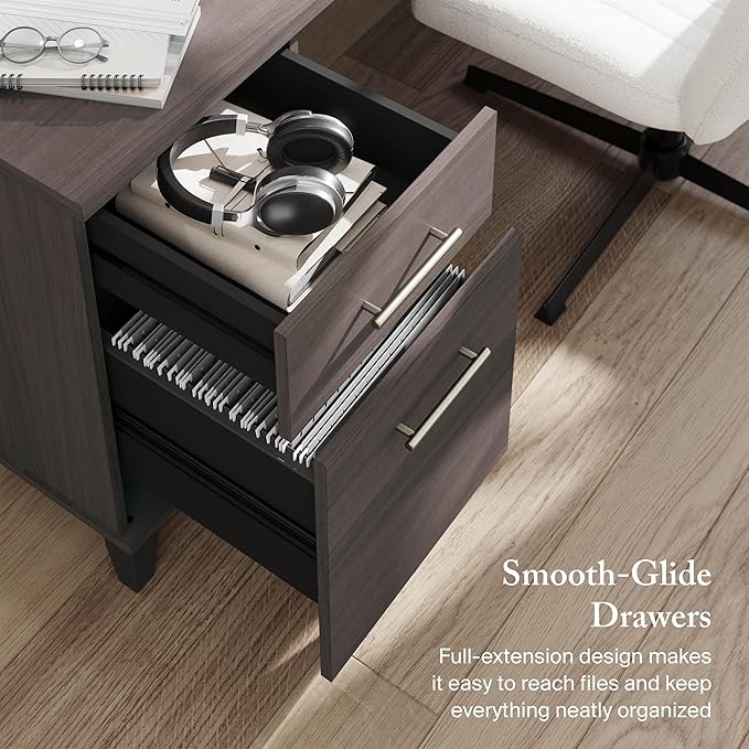 Bush Furniture 72-inch Home Office Desk with Drawers Large Computer Table for Personal Workspace Somerset Collection Storm Gray