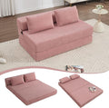 GNIXUU Fold Out Couch 3-in-1 Convertible Futon Sofa Bed with 2 Pillows Corduroy Foldable Floor Chair Boneless Loveseat Couches for Living Room Bedroom Small Spaces Pink