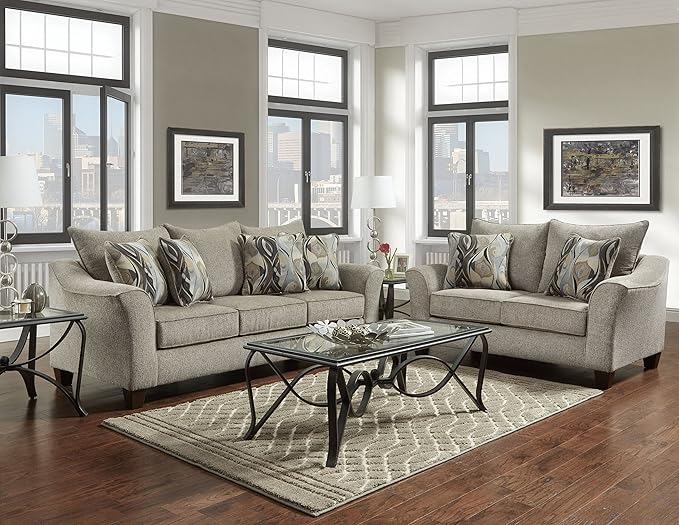 Roundhill Furniture Fabric Pillowback Sofa