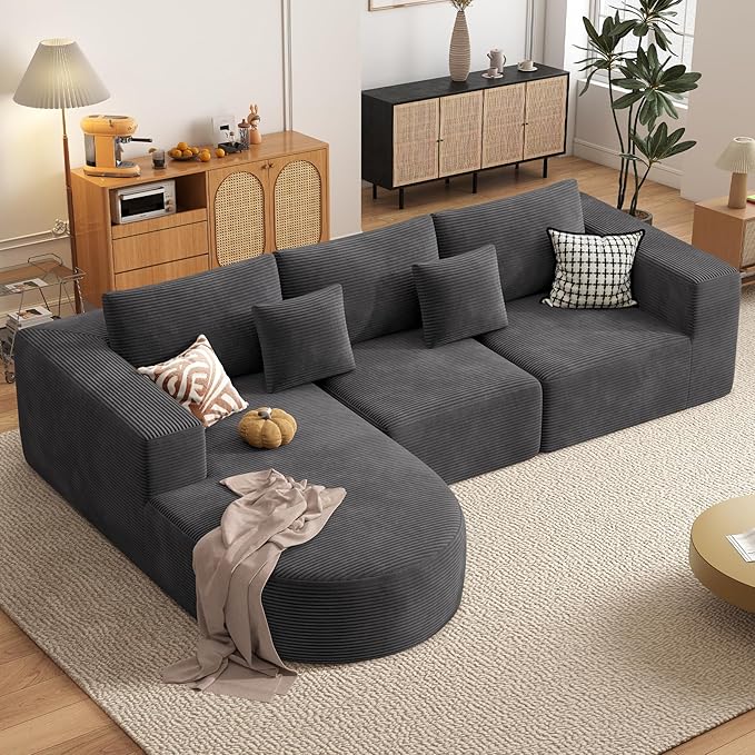 Boneless Couches for Living RoomCloud Sectional Couch with L-Shape ChaiseModern Modular Sofa with Deep Seat Upholstered Comfy Couches for BedroomNo Assembly Required1PCS