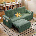 73.2 inch 2-in-1 Convertible Sofa Bed with Cup Holder | Space-Saving Sleeper for Small Apartments Dorms &amp Offices | Guest Ready in Seconds(Green+Corduroy)