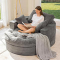 MAXYOYO Modular Sectional Chaise Lounge Sofa Round Upholstered Lounge Chair with Ottoman Comfy Couch with Layered Cushion Tufted Sleeper Chair for Living Room No Assembly Dark Grey