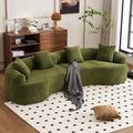 Oversized Sectional Sofa for Living Room 110 Modern Luxury Chenille 4-Seater Extra Deep &amp Wide Seat Curved Cloud Couch with 4 Throw Pillows No Assembly Needed Cream Green