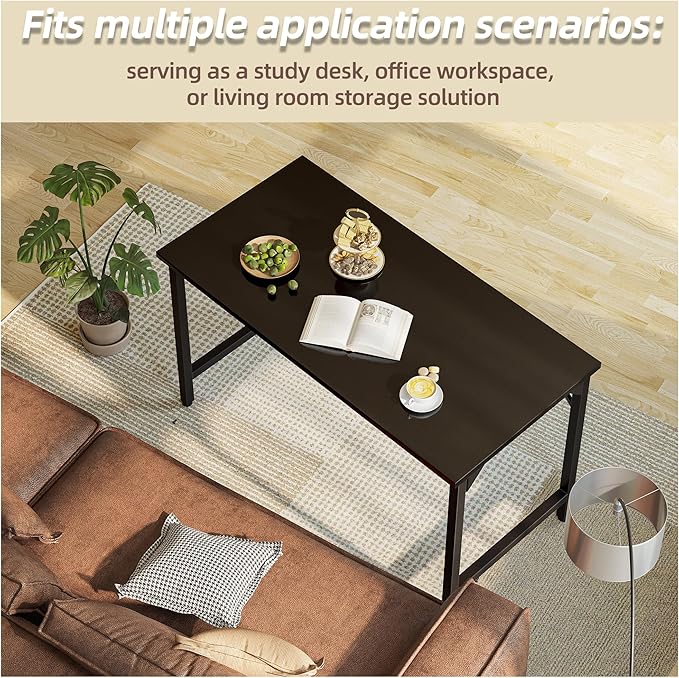 Grandder 40 inch Computer Desk Small Home Office Desk Study Writing Kid Table Simple PC Gaming Desk Adjustable Feet Black