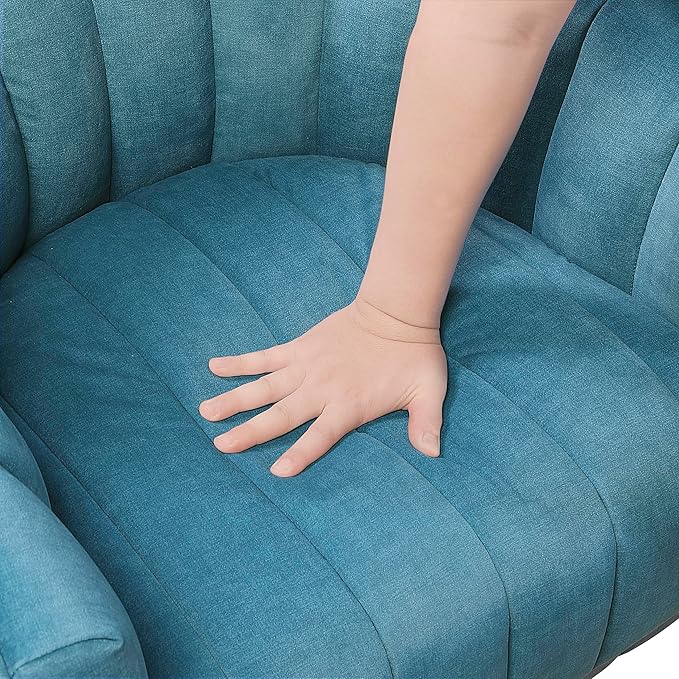 Lexicon Modern Swivel Accent Chair Velvet Fabric Upholstered Swivel Lounge Chair with Rounded Base and Channel Stitching for Living Room/Bedroom/Office Easy Assembly Dark Teal