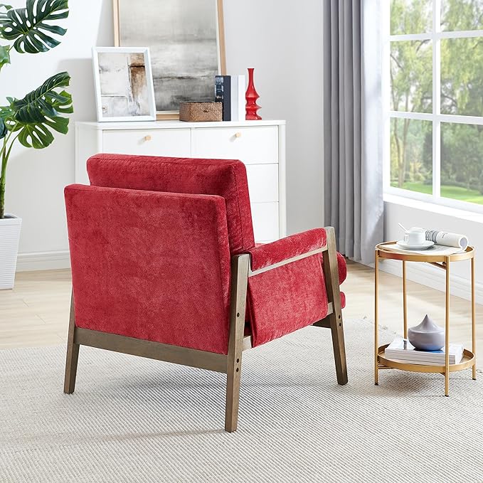 Roundhill Furniture Kelly Mid-Century Modern Accent Armchair Red