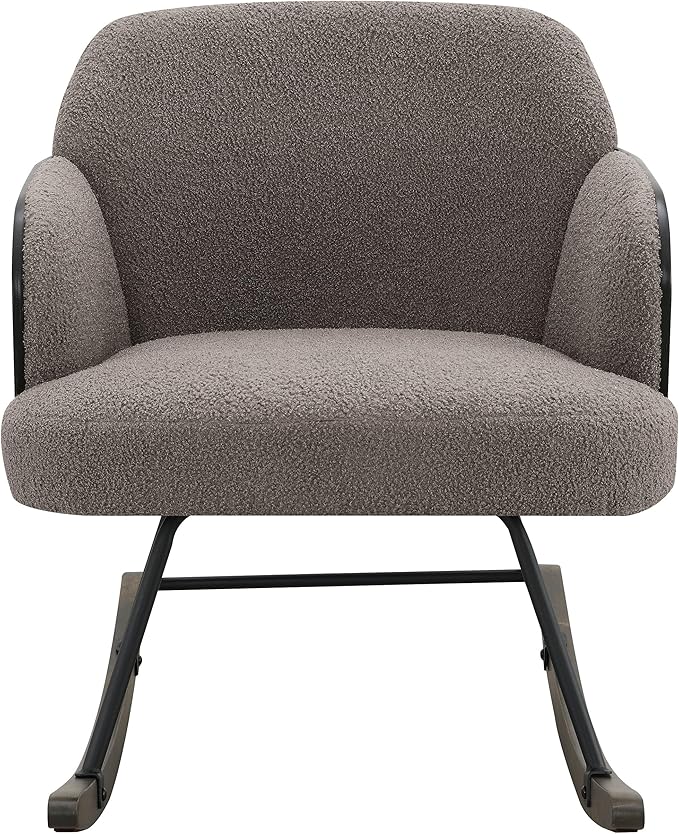 Coaster Home Furnishings - Paige - Wood - Upholstered Rocking Chair with Boucle Fabric Metal Legs and Foam Seat - Living Room or Nursery - Taupe - 602626