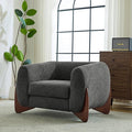 Christopher Knight Home Holly Modern Boucle Fabric Upholstered Club Chair for Living Room Home Office Apartment Relaxing Chair with Removable Cushion and Birch Wood Legs Dark Gray + Walnut