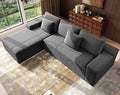 Boneless Modular Sectional Sofa Cloud Couch with Left Facing Chaise Oversized Deep Seat L-Shaped Soft Corduroy Fabric Sectional Couch for Living Room -Grey