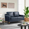 Serta Triton 55.5 Loveseat Transitional Modern Dreamcoil Comfort Metal Legs Vegan Leather Navy Blue