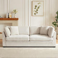 Christopher Knight Home Masie Chenille Upholstered 3 Seater Sofa Couch Wooden Home Sofa Living Room Comfy Cloud Couch for Bedroom Home Office Beige