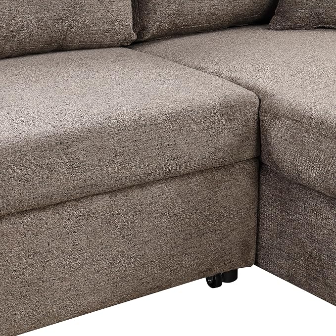 LUMISOL Reversible L-Shape Sectional Sofa with Side Shelf and 2 Stools Pull-Out Sleeper Sofa Bed with Storage Chaise Left/Right Hande for Living Room Apartment Knox Charcoal