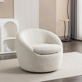 360°Swive Decorative ChairModern Comfortable Barrel Chair Reading Chairs for Living RoomBedroomDressing RoomCream White Teddy