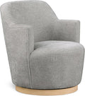 Meridian Furniture 449Grey Clarita Collection Modern | Contemporary Swivel Accent Chair with Soft Light Grey Chenille Fabric Natural Wood Finish Base 26.5 W x 30.5 D x 31 H Grey