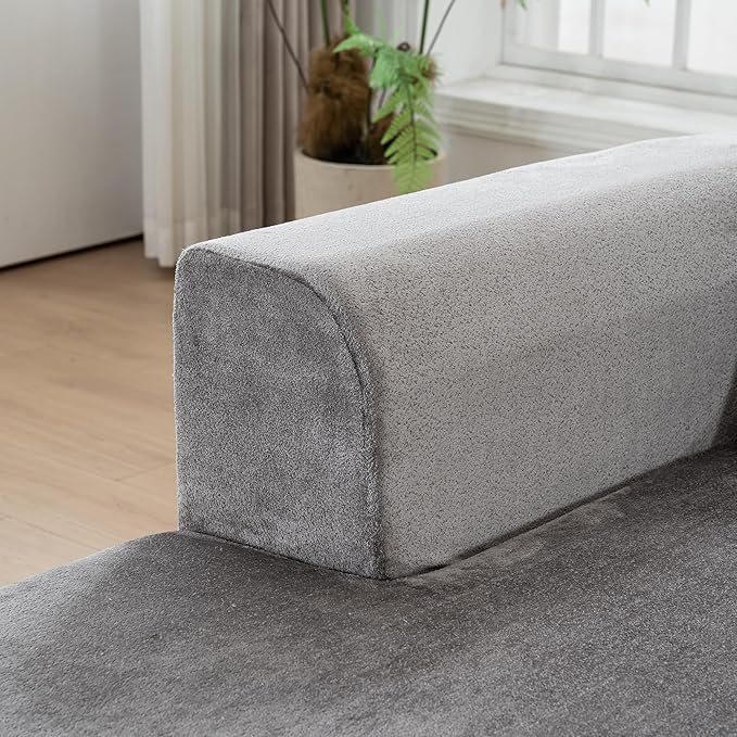 100” Curved Sectional Sofa Oversized Curved Couch for Living Room Corduroy Fabric Foam Couches Modern L Shaped Couch with Pillows No Assembly Grey