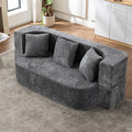 2 in 1 Convertible Sofa Bed 78.8 Modern Loveseat Sofa Couch Curved Folding Sleeper for Living Room Apartment Small Space No Assembly Required Grey